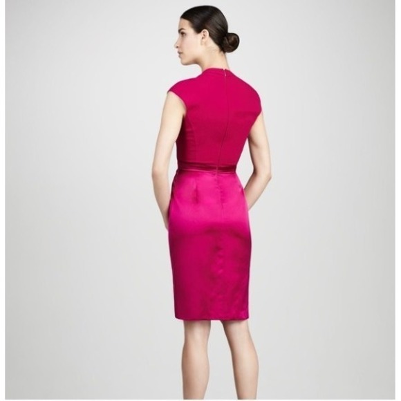 Carmen Marc Valvo Cap-sleeve Cocktail Dress Raspberry Pink Sz 10 - Picture 2 of 14